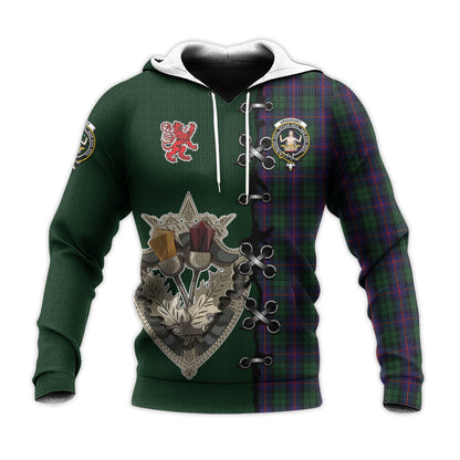 Printivon Urquhart Tartan Hoodie Lion Rampant And Celtic Thistle Style