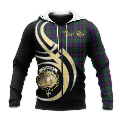 Printivon Urquhart Clan Believe In Me Crest Tartan Knitted Hoodie Custom Your Text