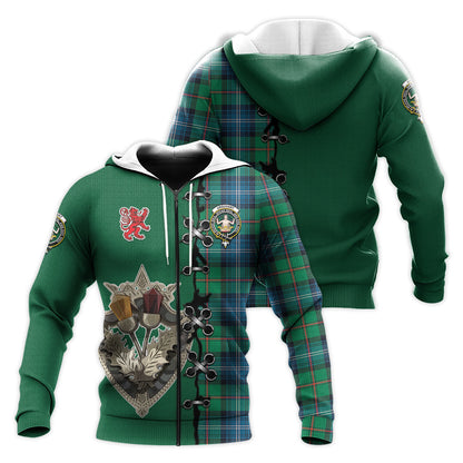 Printivon Urquhart Ancient Tartan Hoodie Lion Rampant And Celtic Thistle Style