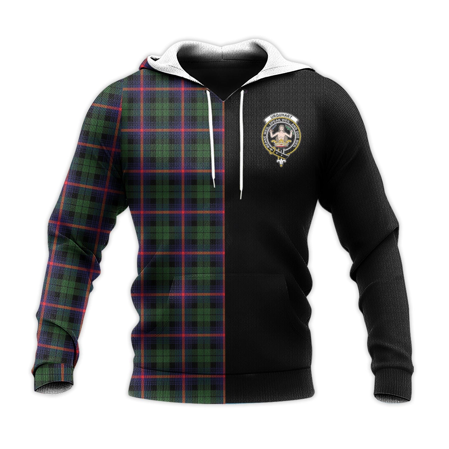 Printivon Urquhart Modern Tartan Personalize Half Hoodie