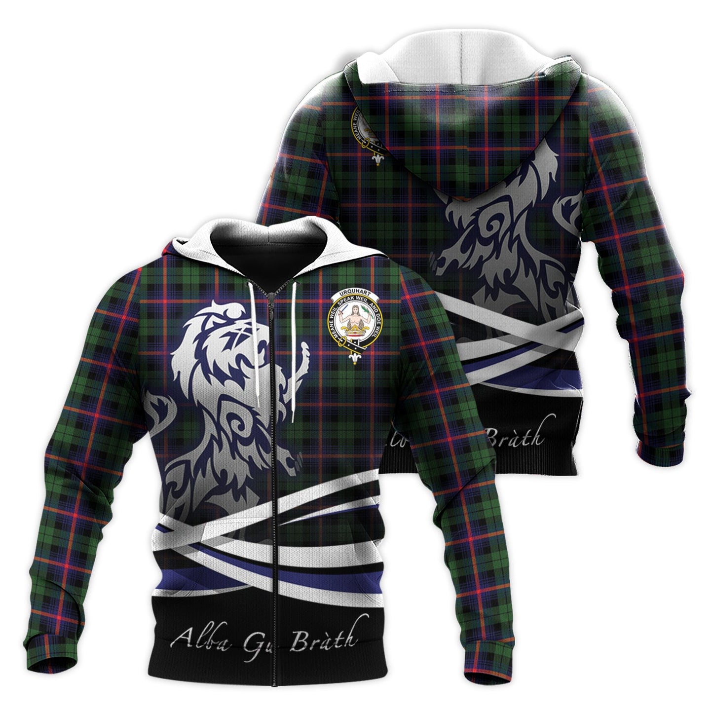Printivon Urquhart Modern Tartan Scottish Lion Hoodie