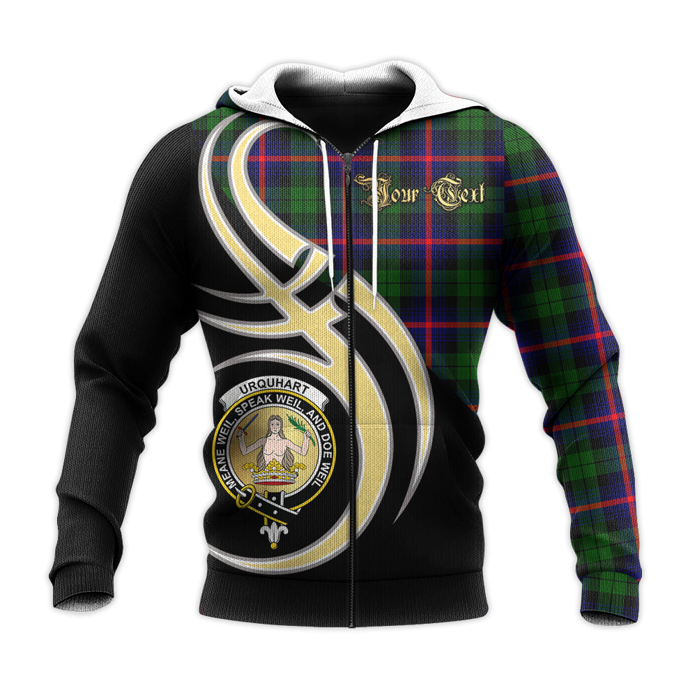 Printivon Urquhart Modern Clan Believe In Me Crest Tartan Knitted Hoodie Custom Your Text