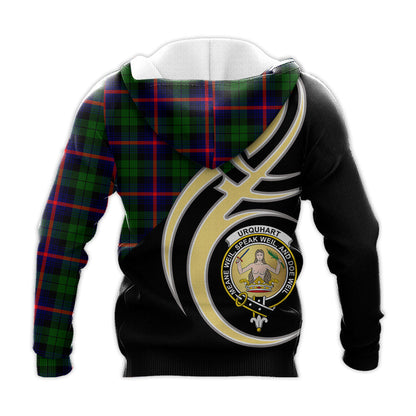 Printivon Urquhart Modern Clan Believe In Me Crest Tartan Knitted Hoodie Custom Your Text