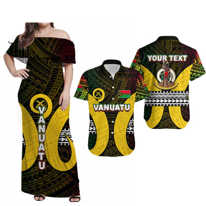 (Custom Personalised) Matching Outfits For Couples Polynesian Vanuatu Combo Dress And Shirt