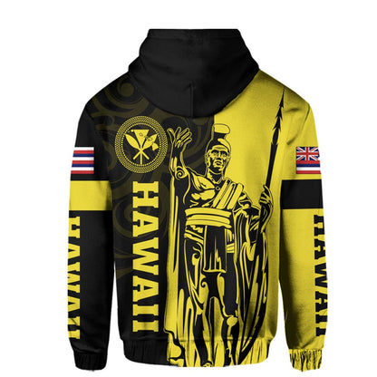 Hawaii King Polynesian Hoodie Zip up Lawla Style Yellow AH