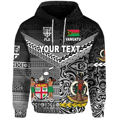 ( Personalised) Vanuatu And Fiji Hoodie Together Black