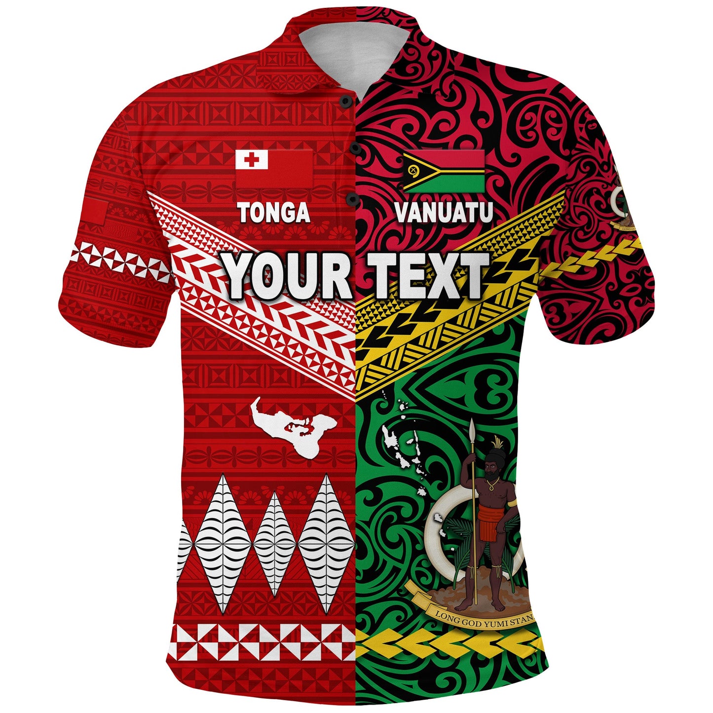 Custom Personalised Vanuatu And Tonga Polo Shirt Polynesian Together - Bright Red