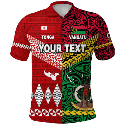Custom Personalised Vanuatu And Tonga Polo Shirt Polynesian Together - Bright Red