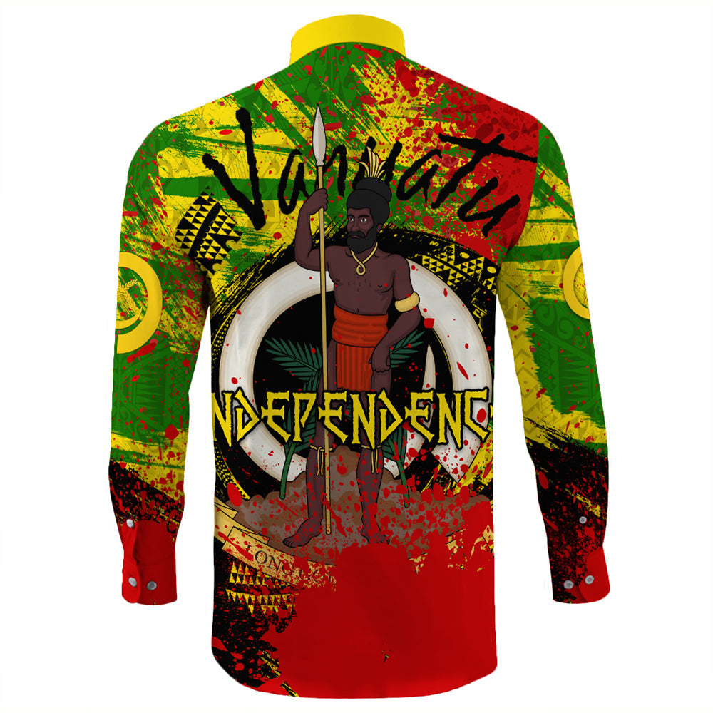 Vanuatu Independence Day Grunge Long Sleeve Button Shirt