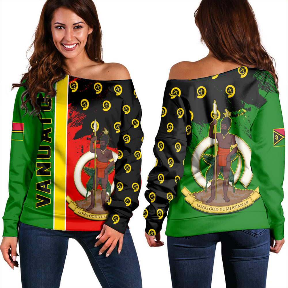 Vanuatu Flag Pattern Style Women Off Shoulder