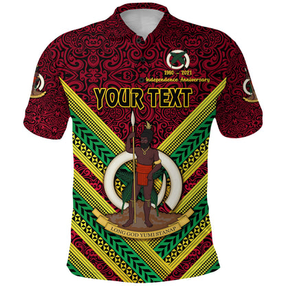 Custom Personalised Vanuatu Special Independence Anniversary Polo Shirt Creative Style - Red