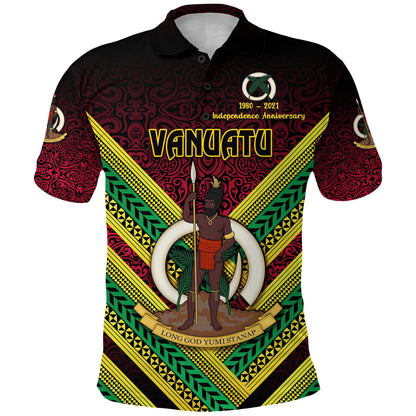 Custom Personalised Vanuatu Special Independence Anniversary Polo Shirt Creative Style - Gradient Red, Custom Text And Number