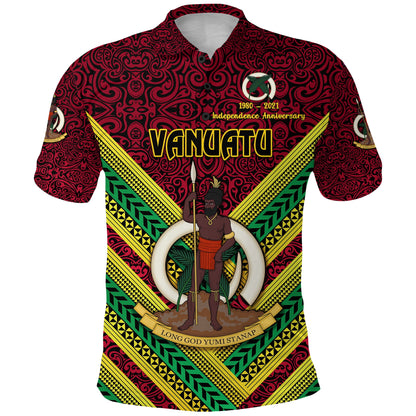 Custom Personalised Vanuatu Special Independence Anniversary Polo Shirt Creative Style - Red, Custom Text And Number