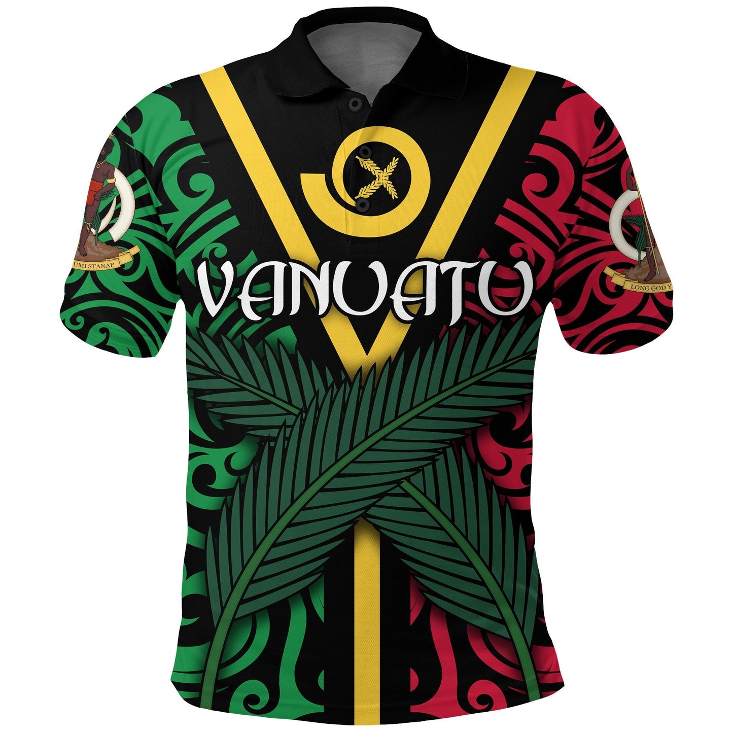 Vanuatu Flag Polo Shirt Melanesian Warrior