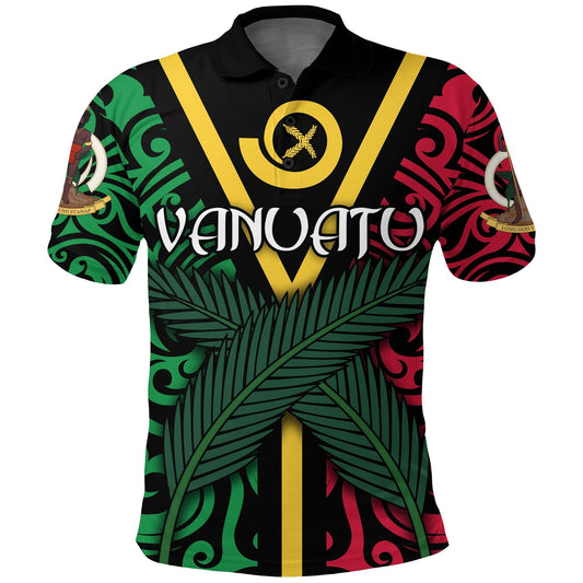Vanuatu Flag Polo Shirt Melanesian Warrior