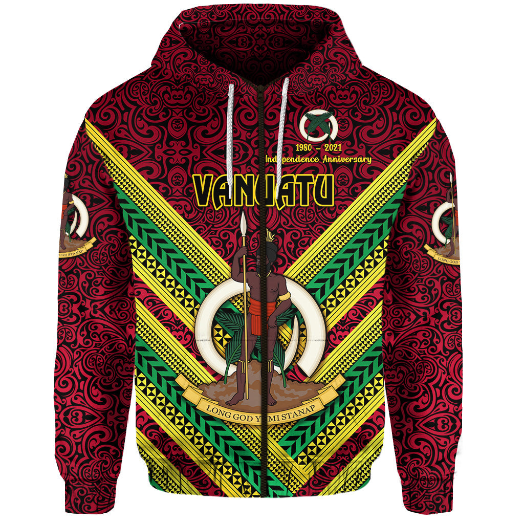 ( Personalised) Vanuatu Special Independence Anniversary Zip Hoodie Creative Style Red, Text And Number