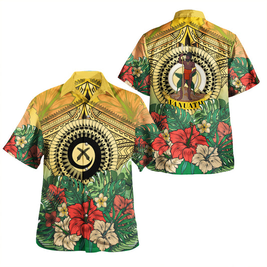 Vanuatu Polynesian Hibiscus Beach Shirt