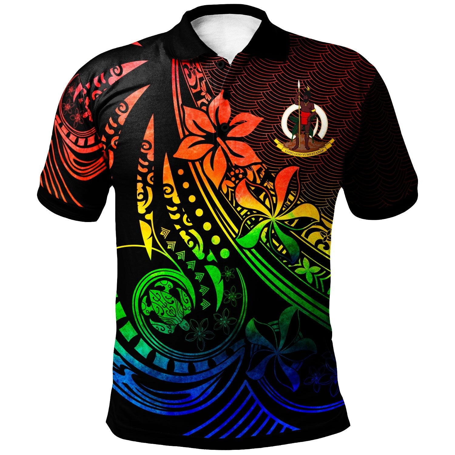 Vanuatu Polo Shirt - The Flow Of The Ocean Rainbow Color