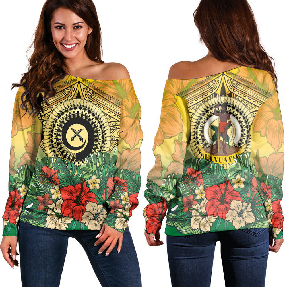 Vanuatu Polynesian Hibiscus Women Off Shoulder