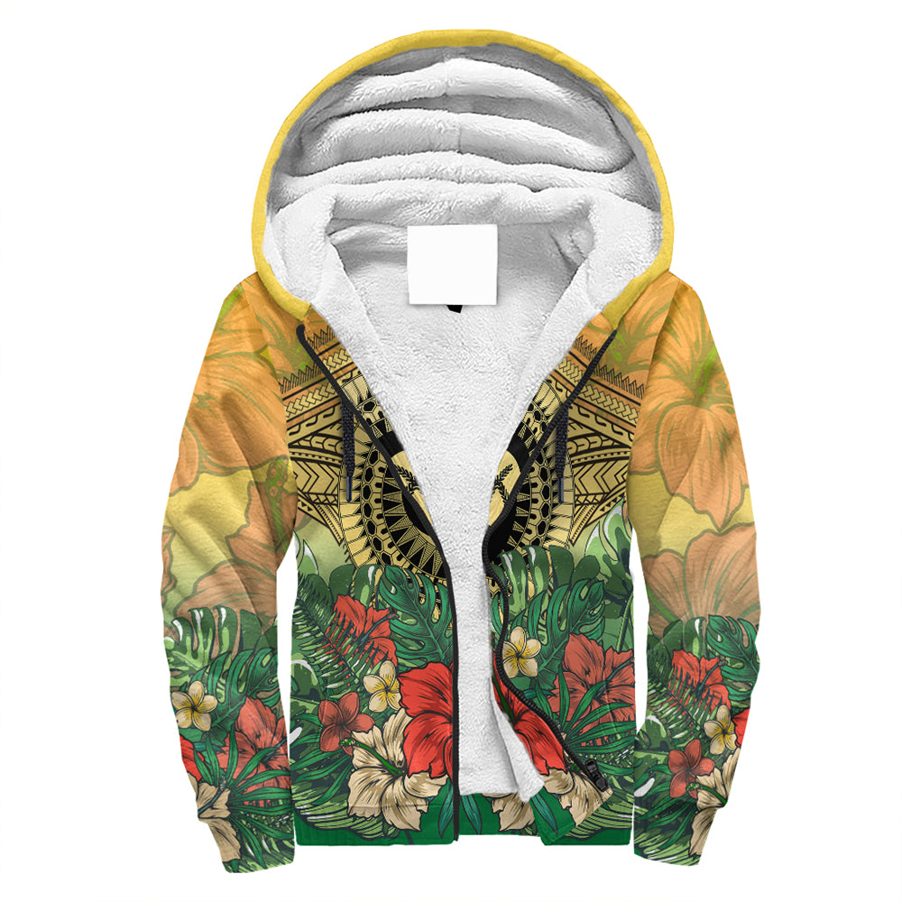 Vanuatu Polynesian Hibiscus Sherpa Hoodie