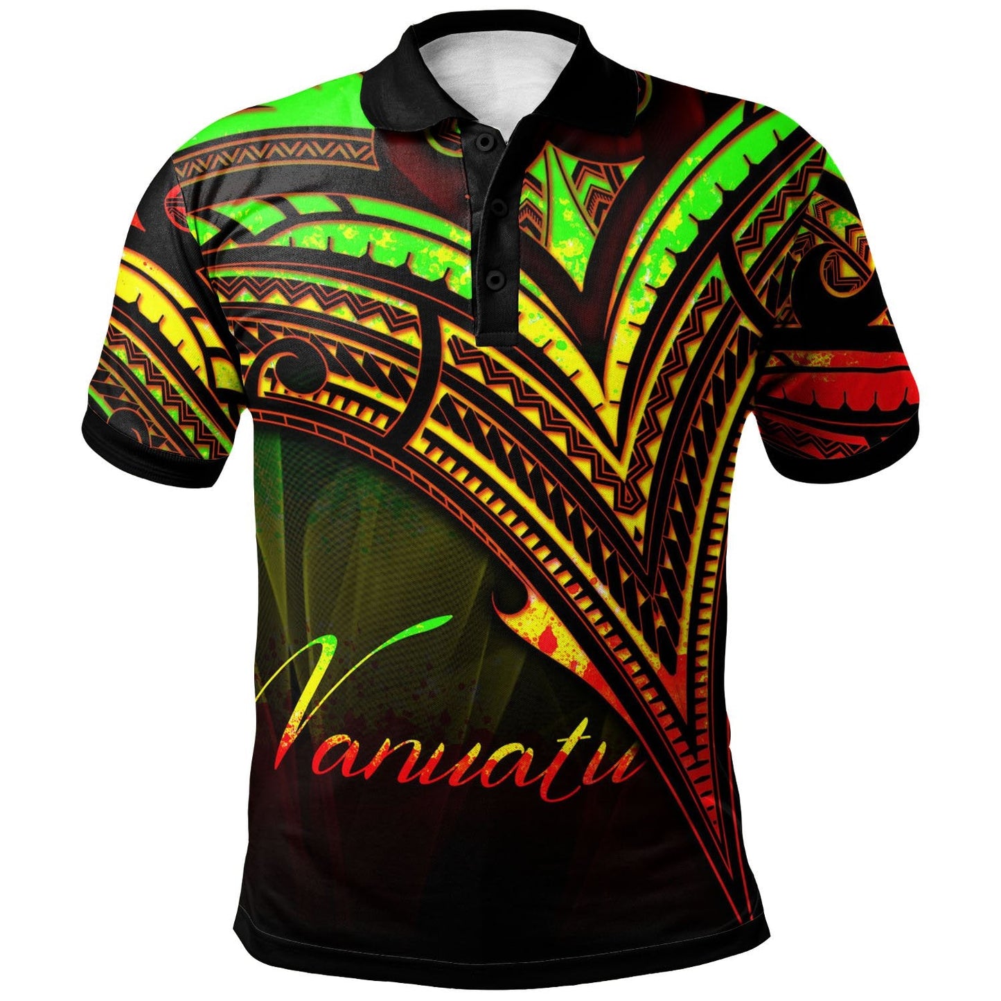 Vanuatu Polo Shirt - Reggae Color Cross Style