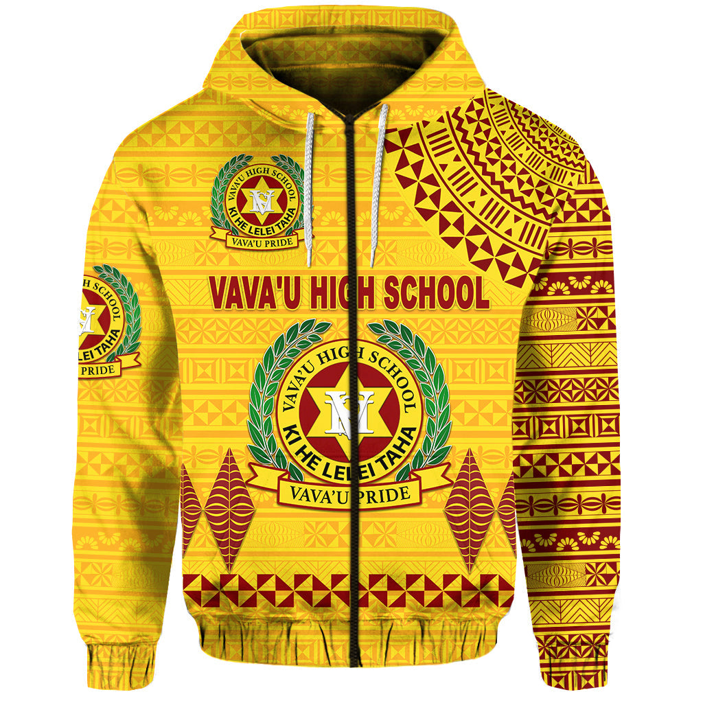 ( Personalised) Tonga Vava'u High School Zip Hoodie Simple Style Yellow, Text And Number