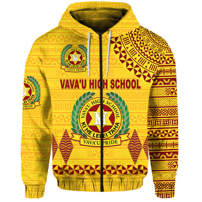 ( Personalised) Tonga Vava'u High School Zip Hoodie Simple Style Yellow, Text And Number