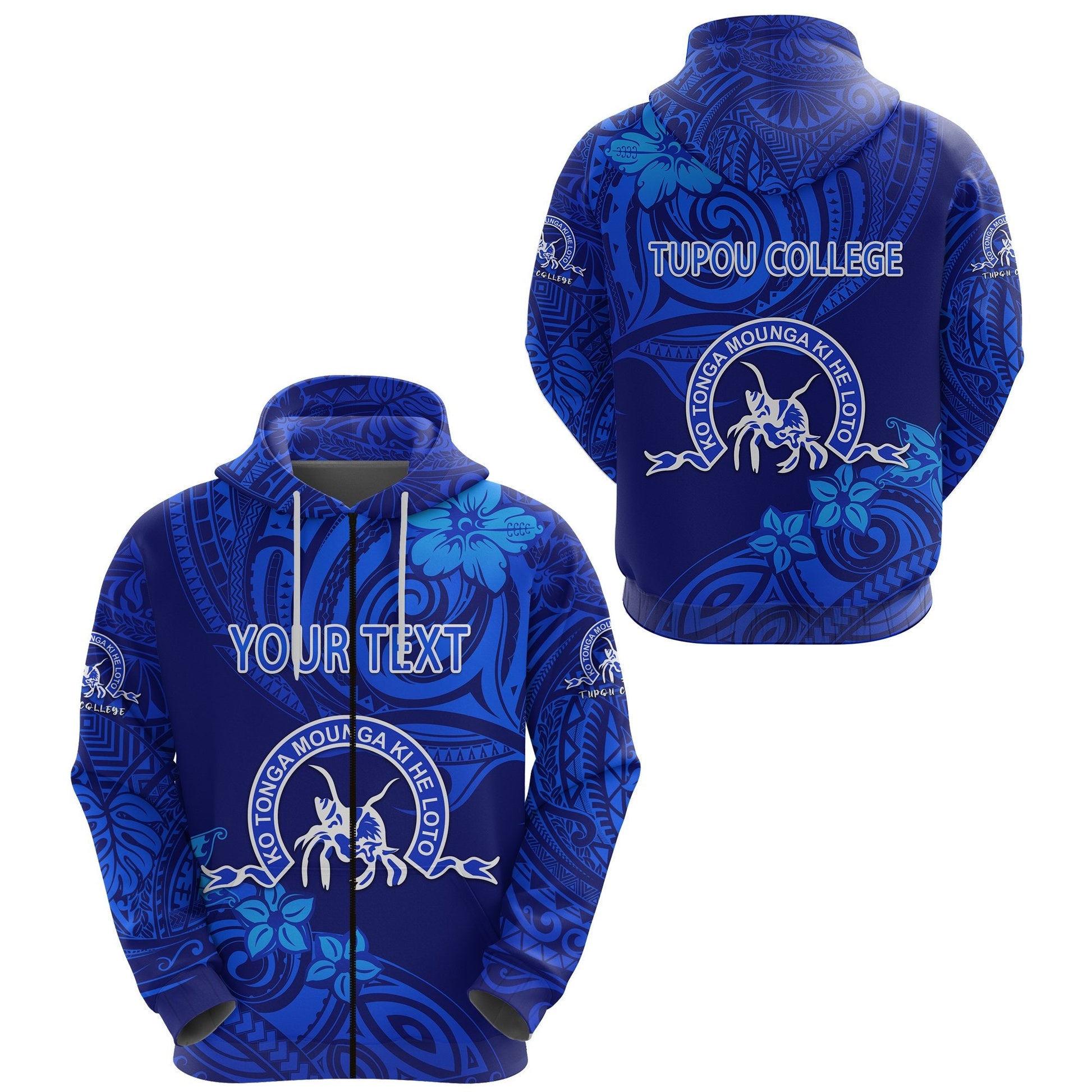 ( Personalised) Kolisi Ko Tupou College Tonga Zip Hoodie Unique Vibes Full Blue