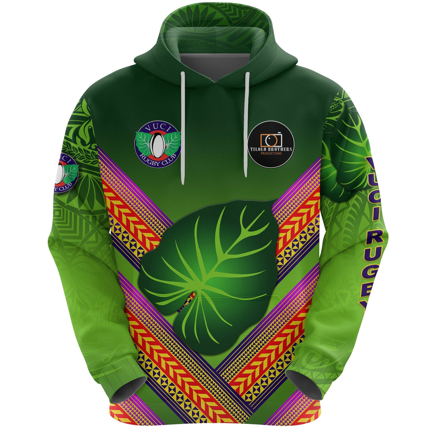 ( Personalised) Fiji Vuci Rugby Club Hoodie Creative Style Green, Text And Number
