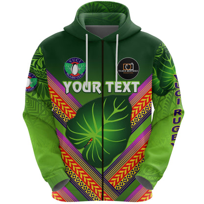 ( Personalised) Fiji Vuci Rugby Club Zip Hoodie Creative Style Green
