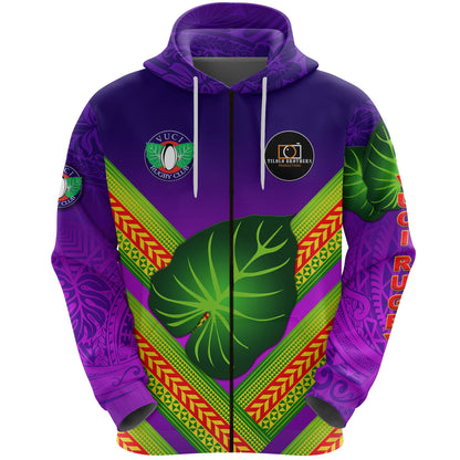 Fiji Vuci Rugby Club Zip Hoodie Creative Style Purple
