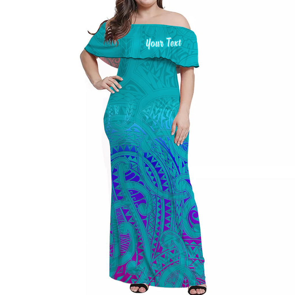 Custom Personalised New Zealand Off Shoulder Long Dress NZ Maori Special Ver.02