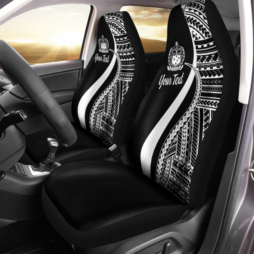 Samoa Custom Personalised Car Seat Covers White Polynesian Tentacle Tribal Pattern