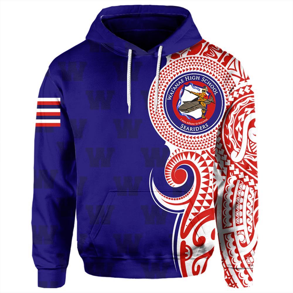 Personalized Hawaii Hoodie Waianae High Tribal Kakau Pullover Hoodie AH