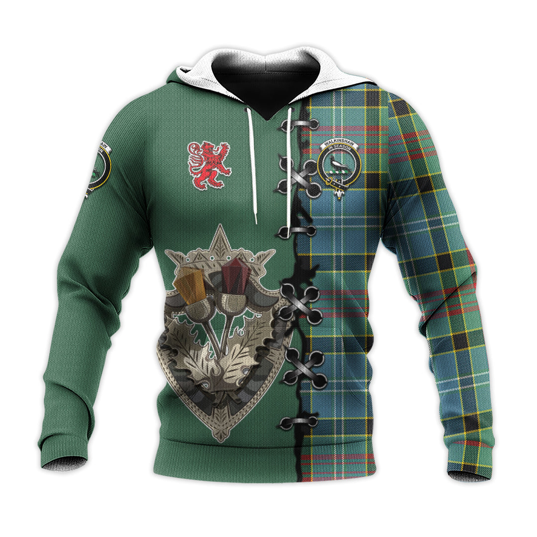 Printivon Walkinshaw Tartan Hoodie Lion Rampant And Celtic Thistle Style
