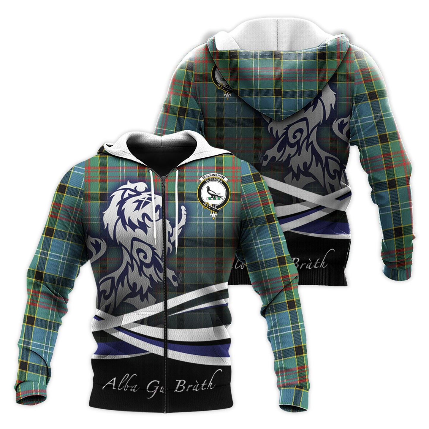Printivon Walkinshaw Tartan Scottish Lion Hoodie