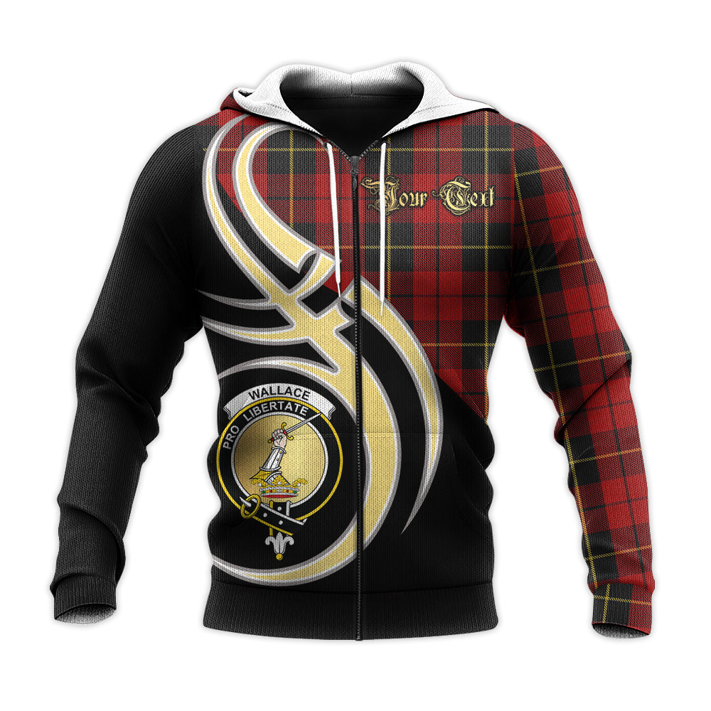 Printivon Wallace Clan Believe In Me Crest Tartan Knitted Hoodie Custom Your Text