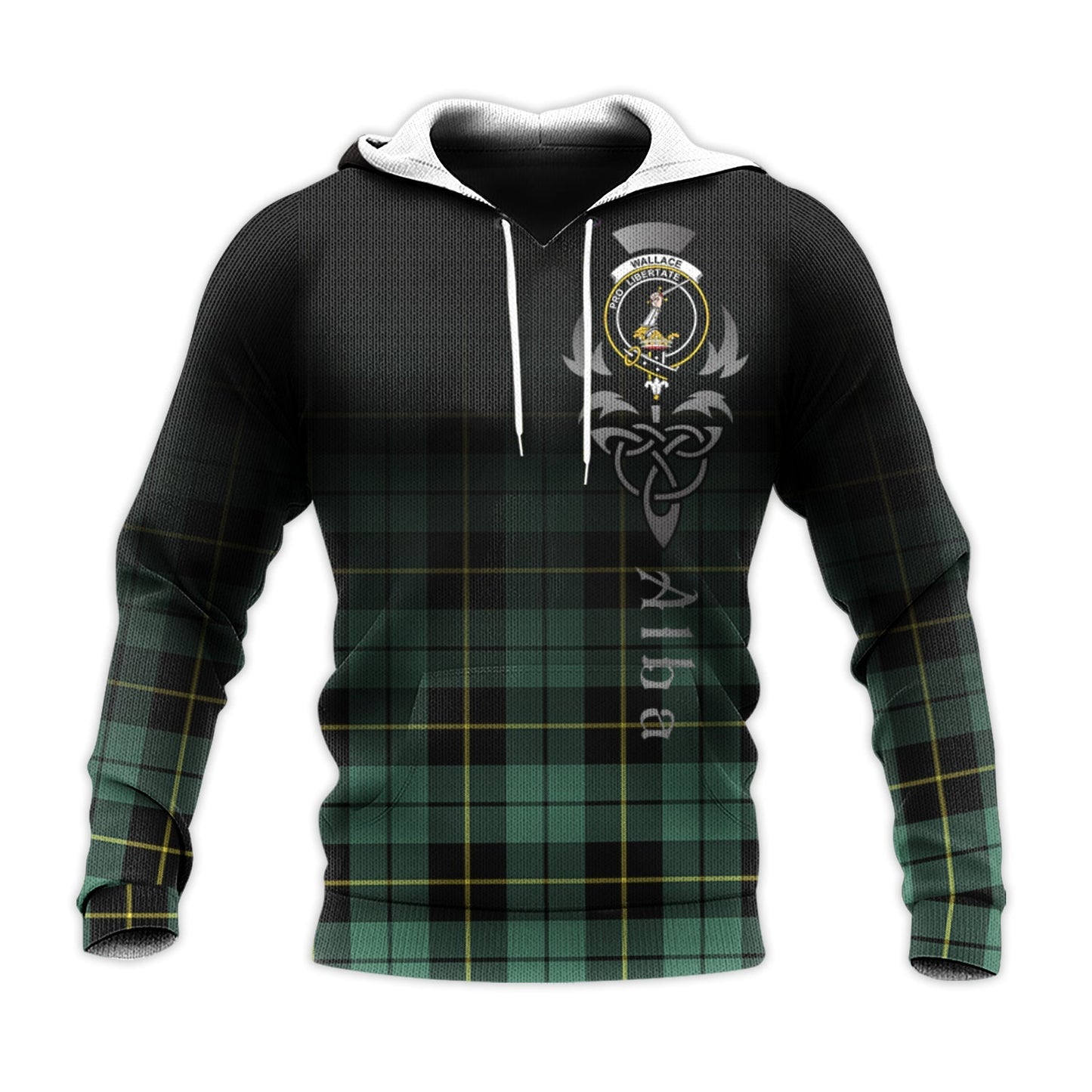 Printivon Wallace Hunting Ancient Tartan Crest Alba Celtic Hoodie