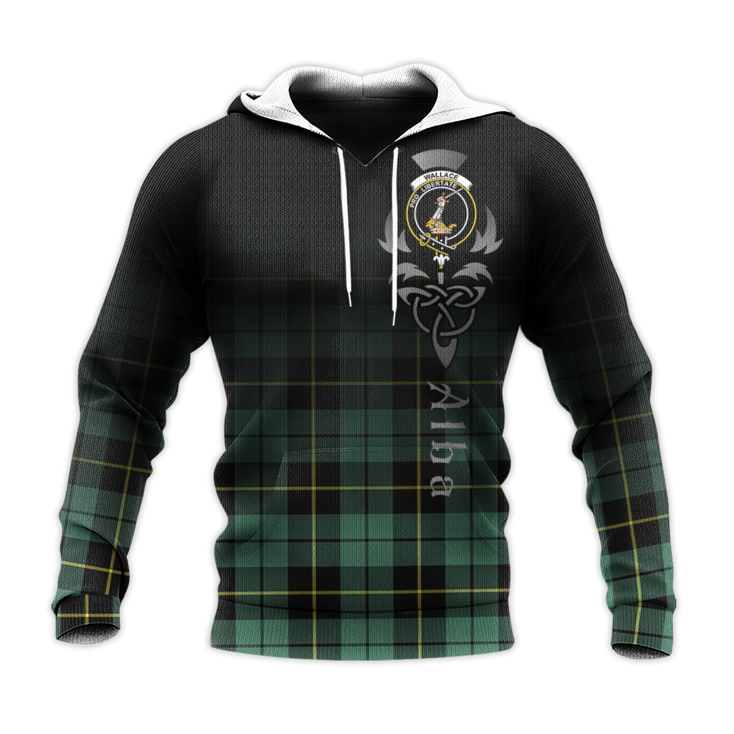 Printivon Wallace Hunting Ancient Tartan Crest Alba Celtic Hoodie