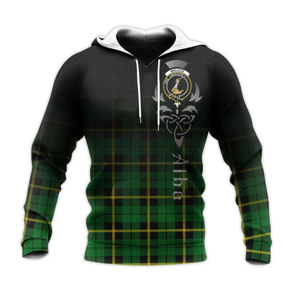 Printivon Wallace Hunting Green Tartan Crest Alba Celtic Hoodie