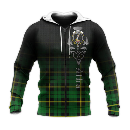 Printivon Wallace Hunting Green Tartan Crest Alba Celtic Hoodie