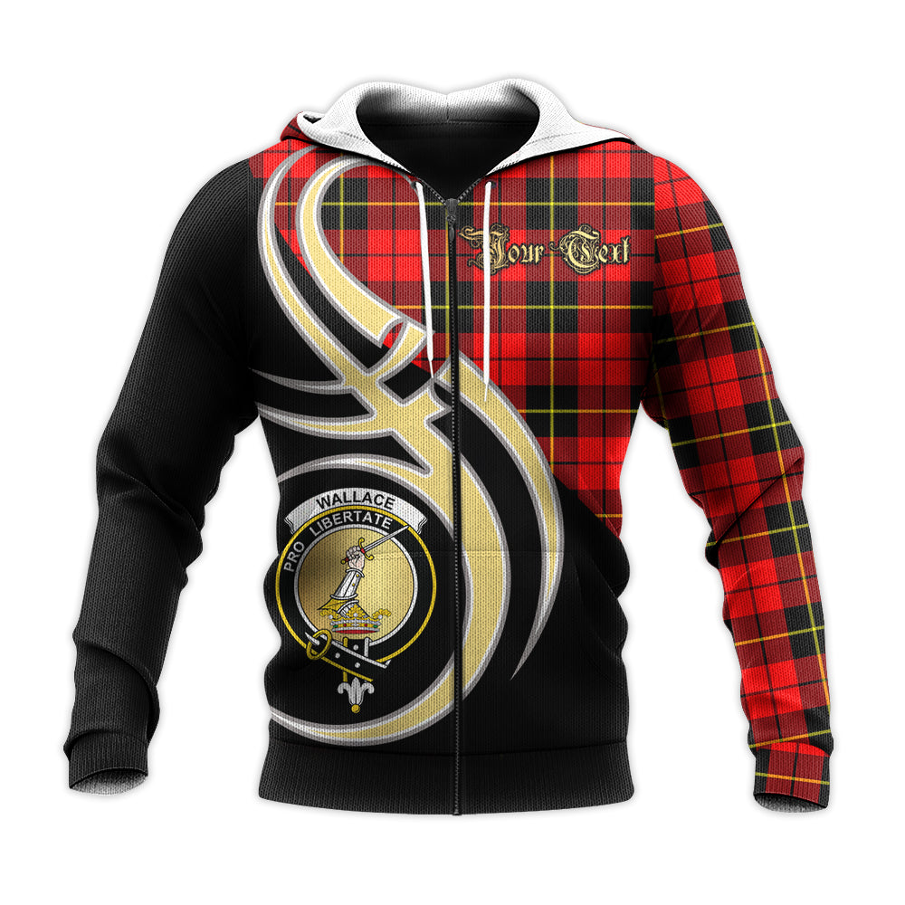 Printivon Wallace Hunting Red Clan Believe In Me Crest Tartan Knitted Hoodie Custom Your Text