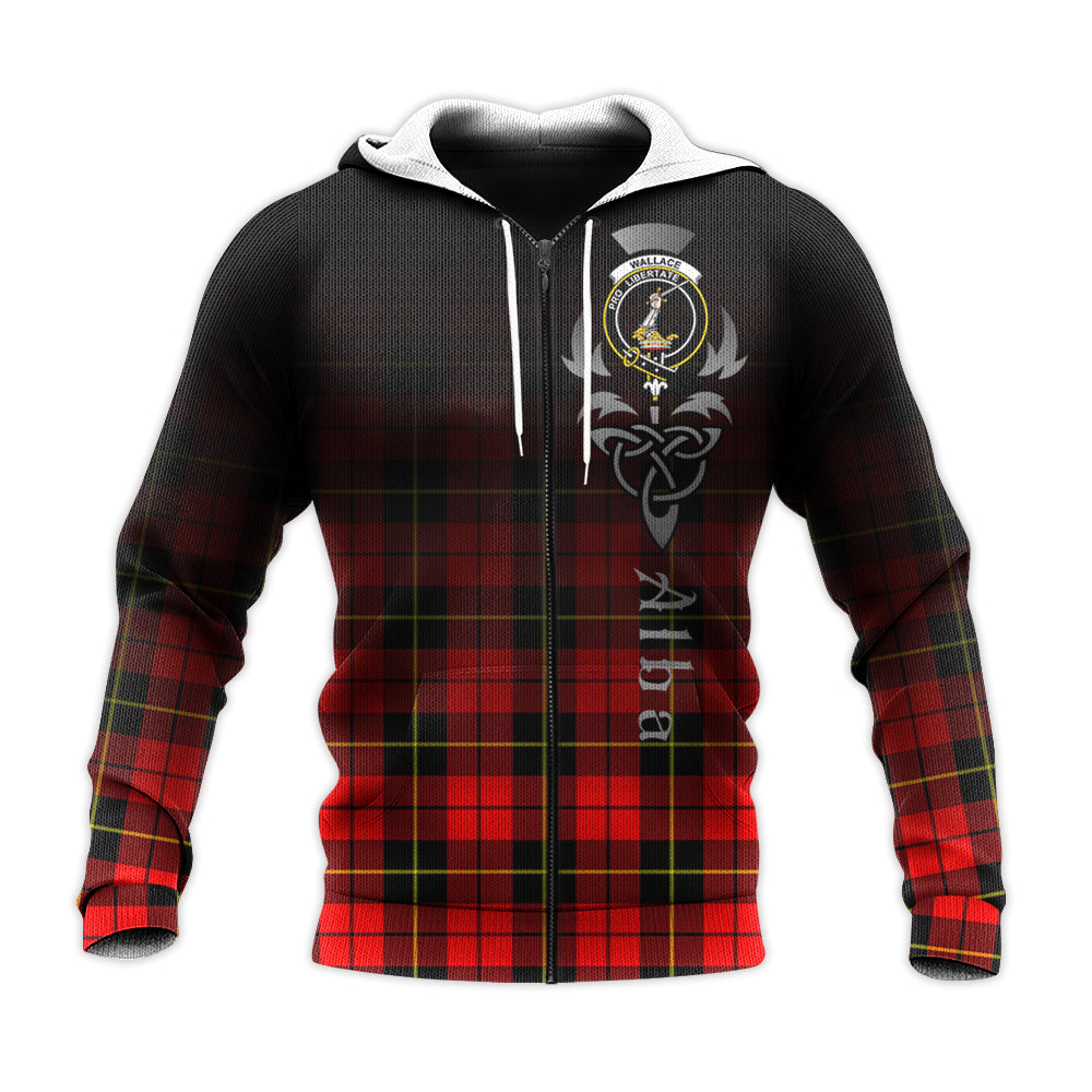 Printivon Wallace Hunting Red Tartan Crest Alba Celtic Hoodie