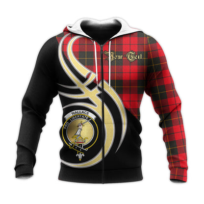 Printivon Wallace Weathered Clan Believe In Me Crest Tartan Knitted Hoodie Custom Your Text