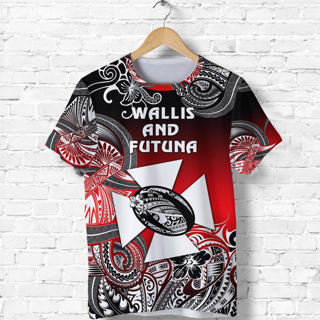 Wallis And Futuna Polynesian T Shirt Unique Style - Gradient Red Black