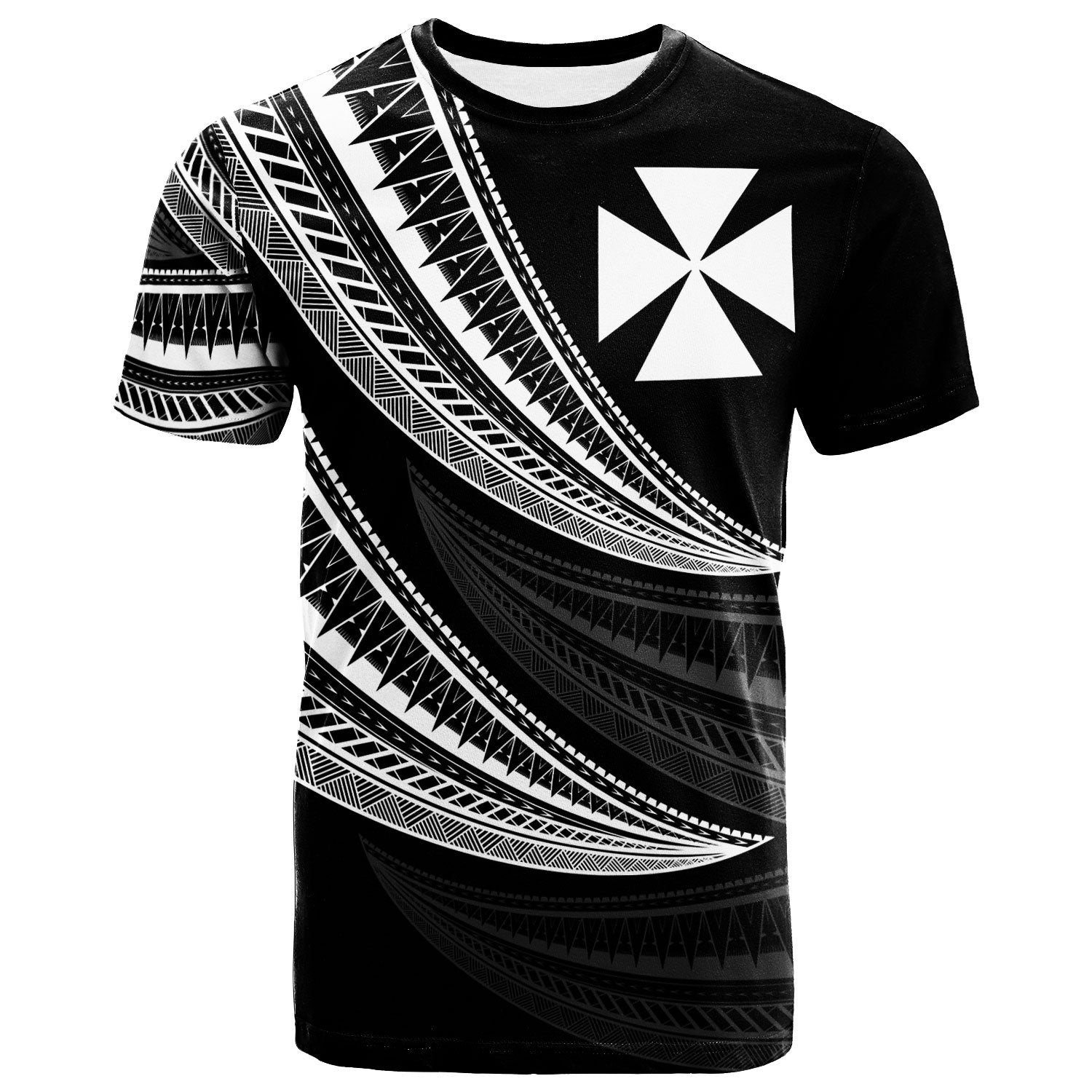 Wallis and Futuna Custom Personalised T-Shirt Wave Pattern Alternating White Color