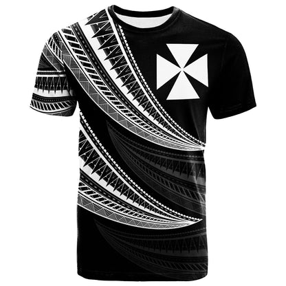 Wallis and Futuna Custom Personalised T-Shirt Wave Pattern Alternating White Color