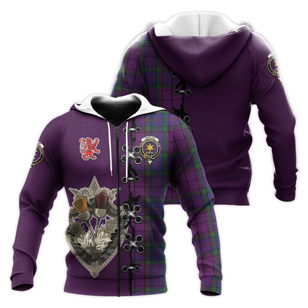 Printivon Wardlaw Tartan Hoodie Lion Rampant And Celtic Thistle Style