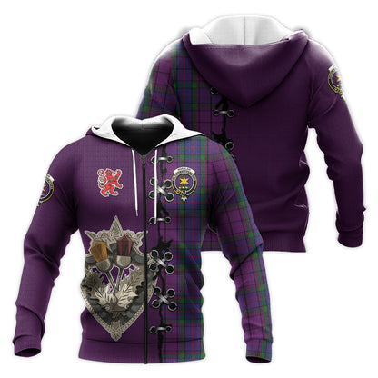 Printivon Wardlaw Tartan Hoodie Lion Rampant And Celtic Thistle Style