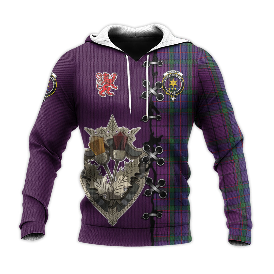 Printivon Wardlaw Tartan Hoodie Lion Rampant And Celtic Thistle Style